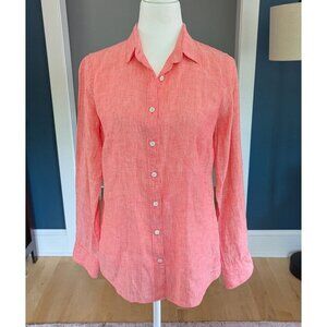 J. Crew Perfect Women's Linen Button Down Shirt Size 4 Coral